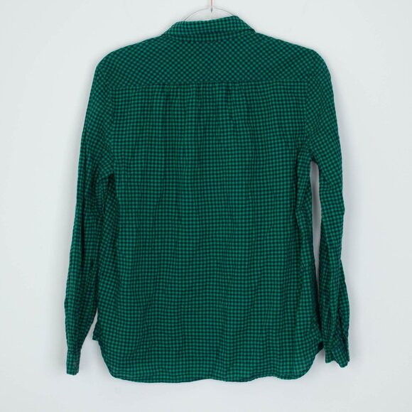 J. Crew Womens Plaid Gingham Button Shirt Size 8 Green Long Sleeve Preppy Work - Picture 9 of 10